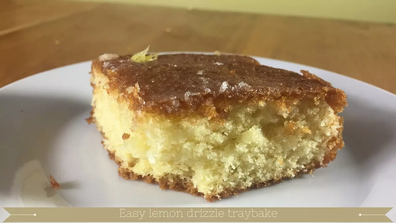 Easy lemon drizzle traybake recipe UK